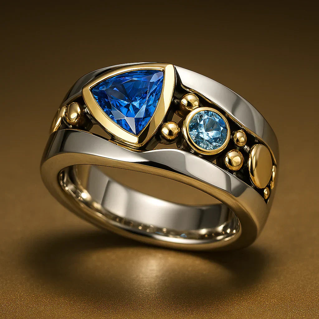 Anello vintage blu
