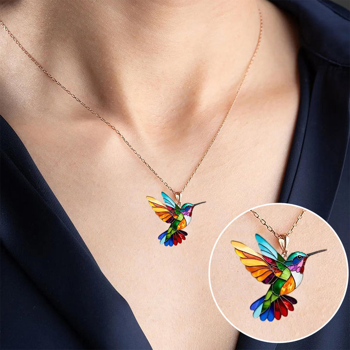 Splendida collana con colibrì + orecchini omaggio