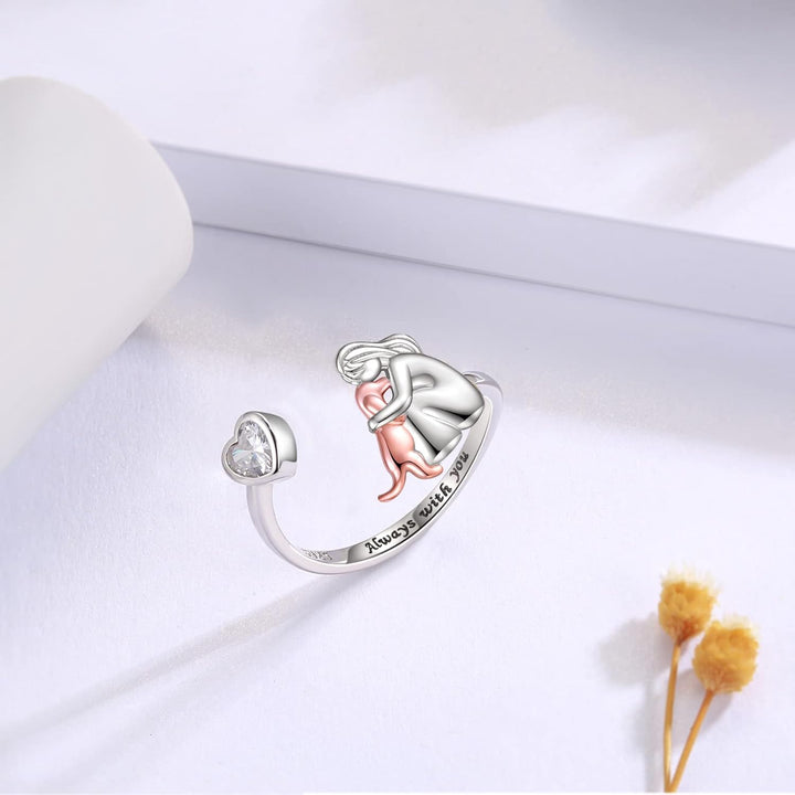 Adjustable 925 Sterling Silver Dog Collar – ‘Always in My Heart’ with Zirconia