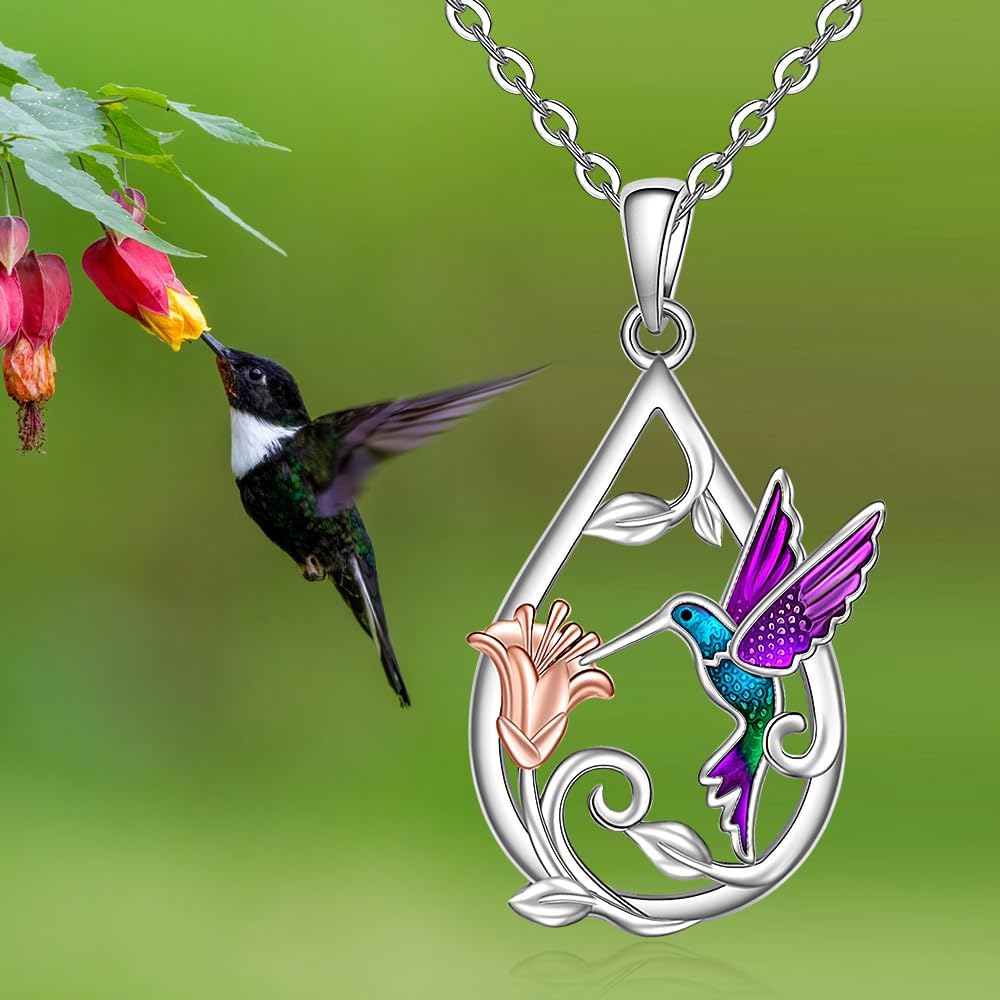 Splendida collana con colibrì per donna, con orecchini abbinati