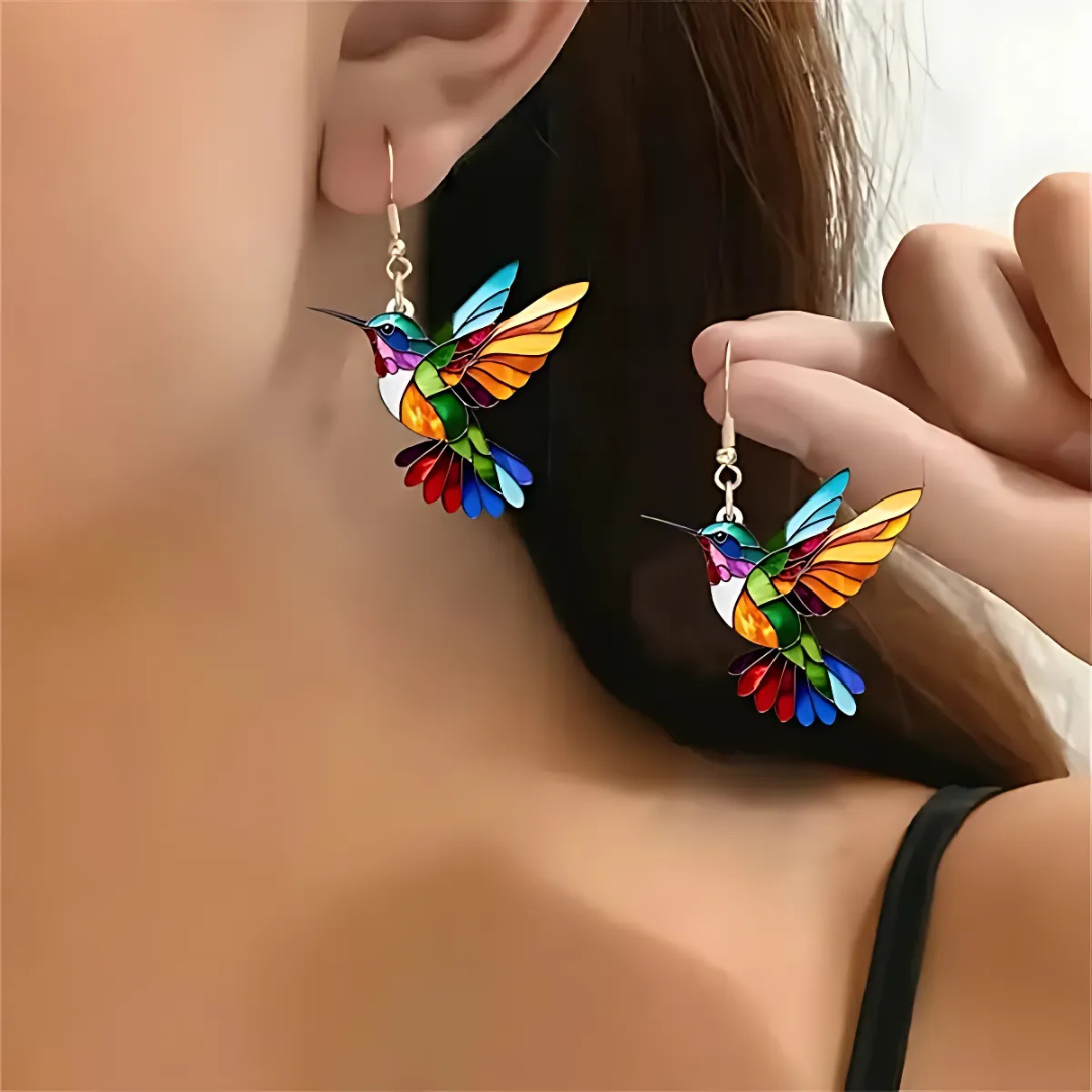 Splendida collana con colibrì + orecchini omaggio