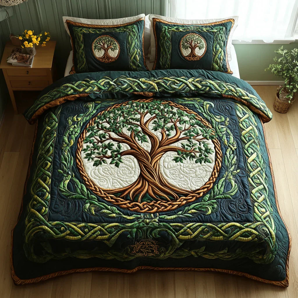 Set di biancheria da letto trapuntata in 3 pezzi - Albero della Vita