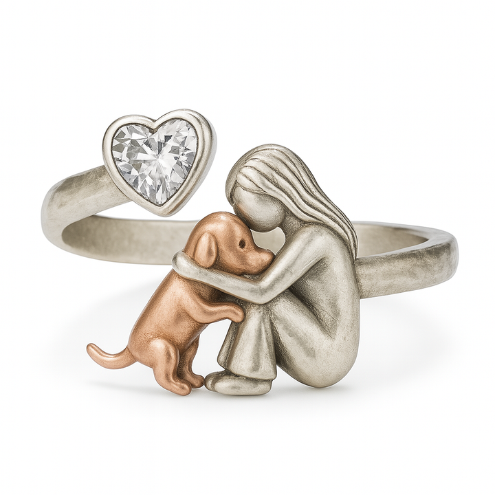 Collare per cani in argento sterling 925 – Artigianale con zirconia a cuore e vestibilità regolabile