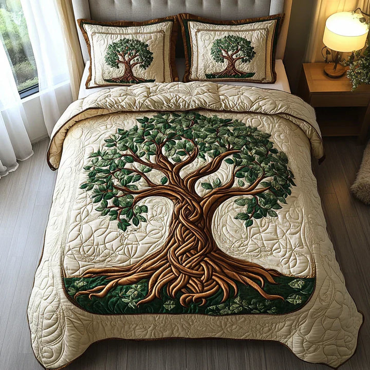 Set di biancheria da letto trapuntata in 3 pezzi - Albero della Vita