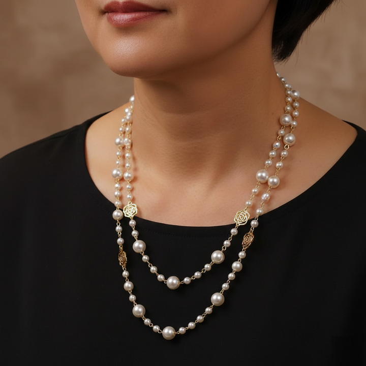 Elegante collana in oro con perla