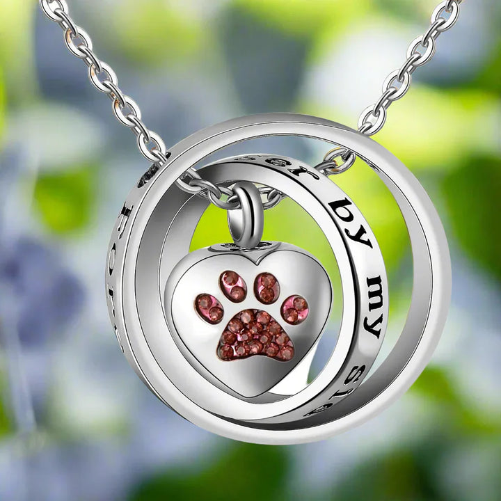 Collana urna in acciaio inossidabile con fermagli – 'Non più al mio fianco, per sempre nel mio cuore'