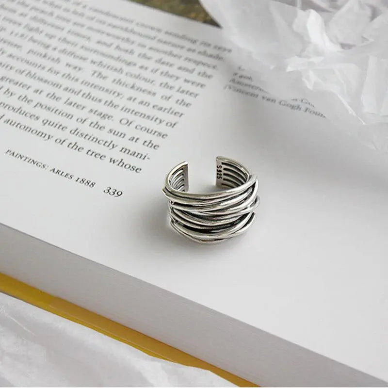 Anello in argento a strati regolabile