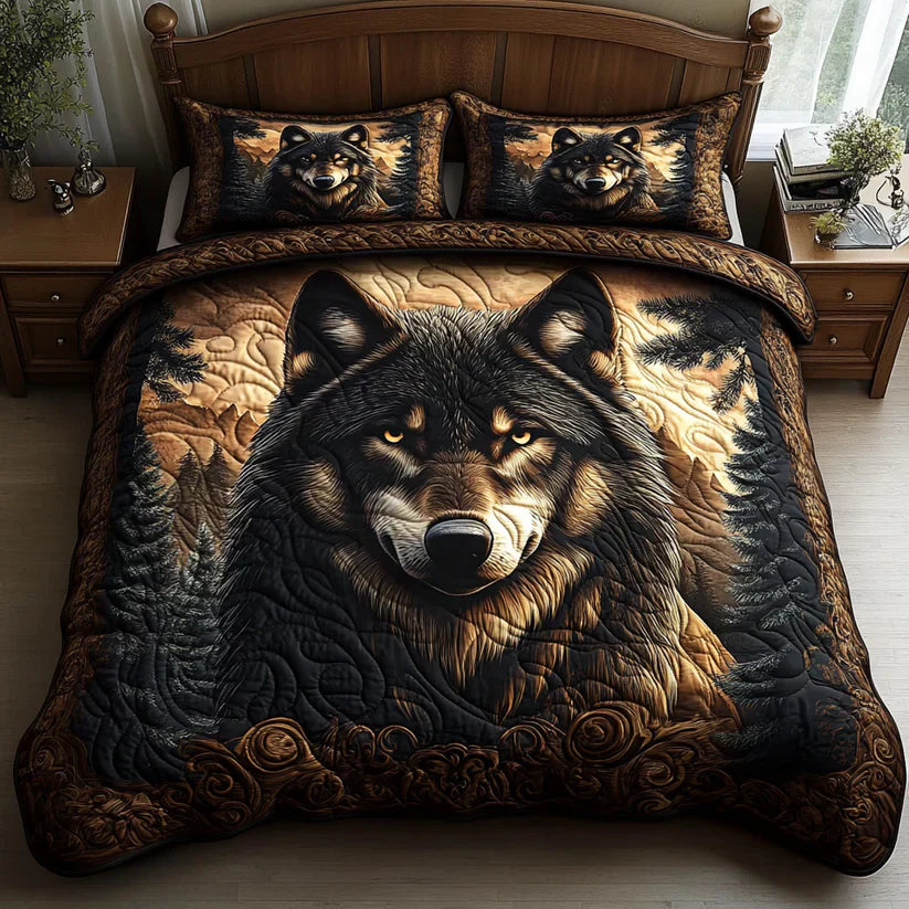 Set di biancheria da letto trapuntata in 3 pezzi - Animali della Foresta