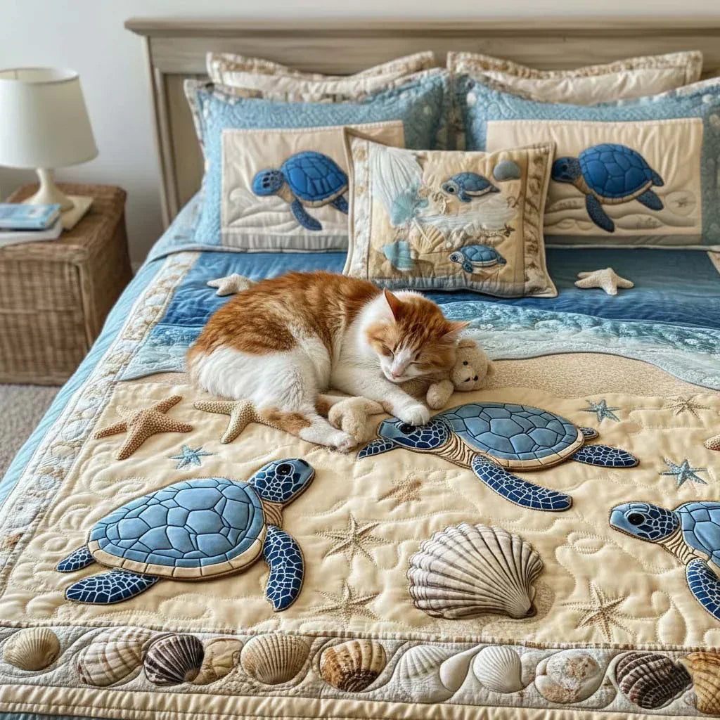 Set di biancheria da letto trapuntata in 3 pezzi - Onde dell'Oceano