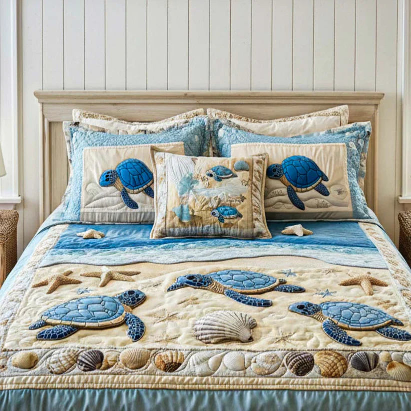 Set di biancheria da letto trapuntata in 3 pezzi - Onde dell'Oceano