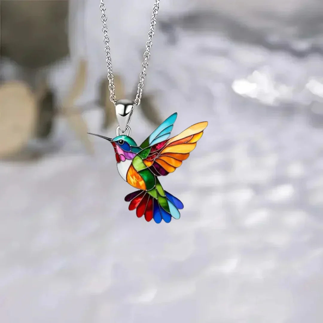 Splendida collana con colibrì + orecchini omaggio