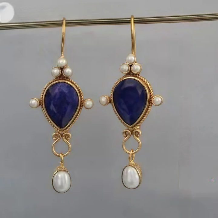 Orecchini vintage in rubino e perla