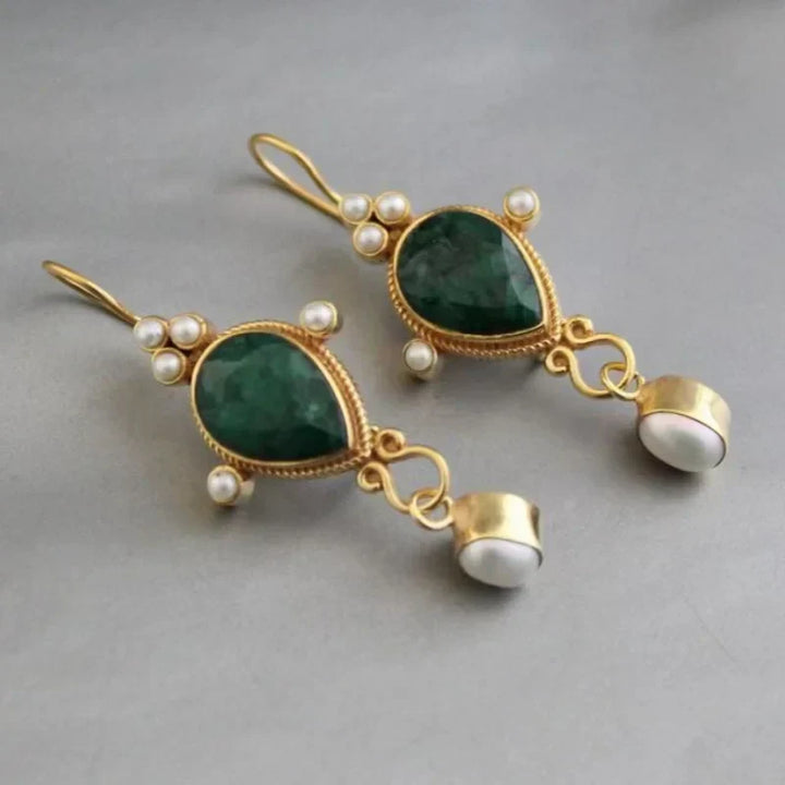 Orecchini vintage in rubino e perla