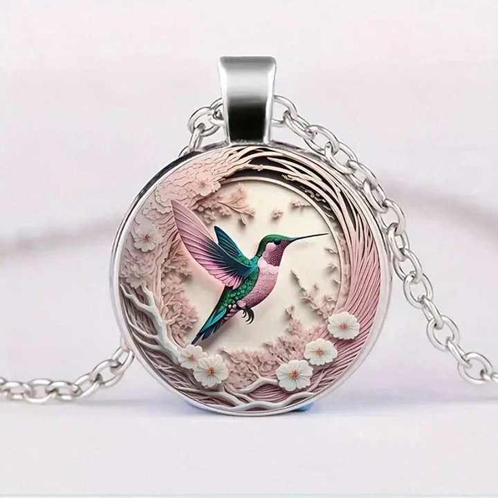 Ciondolo colibrì con cupola di vetro