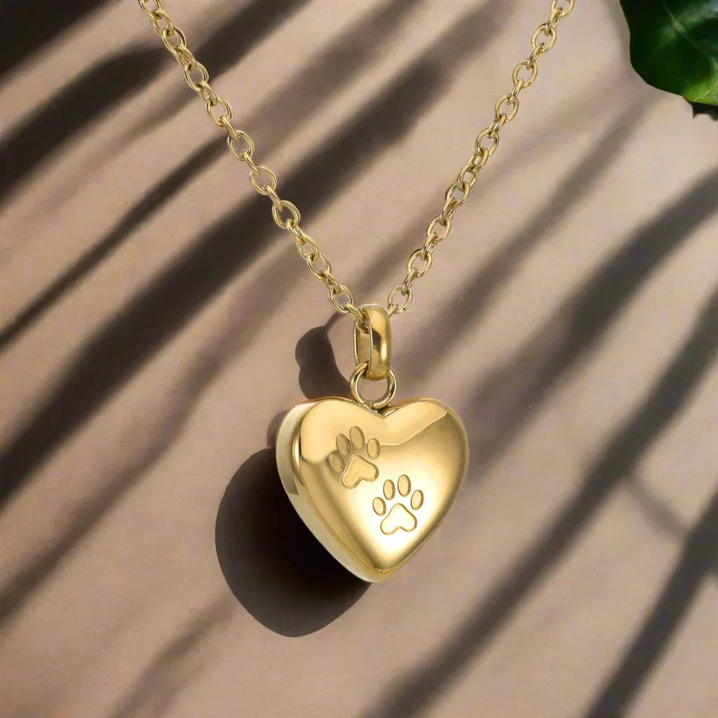 Collana commemorativa per animali – Ciondolo a cuore con incisione di impronta
