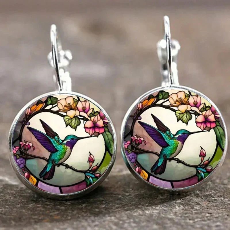 Ciondolo colibrì con cupola di vetro