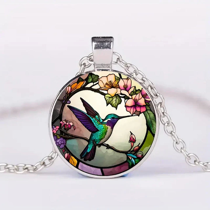 Ciondolo colibrì con cupola di vetro