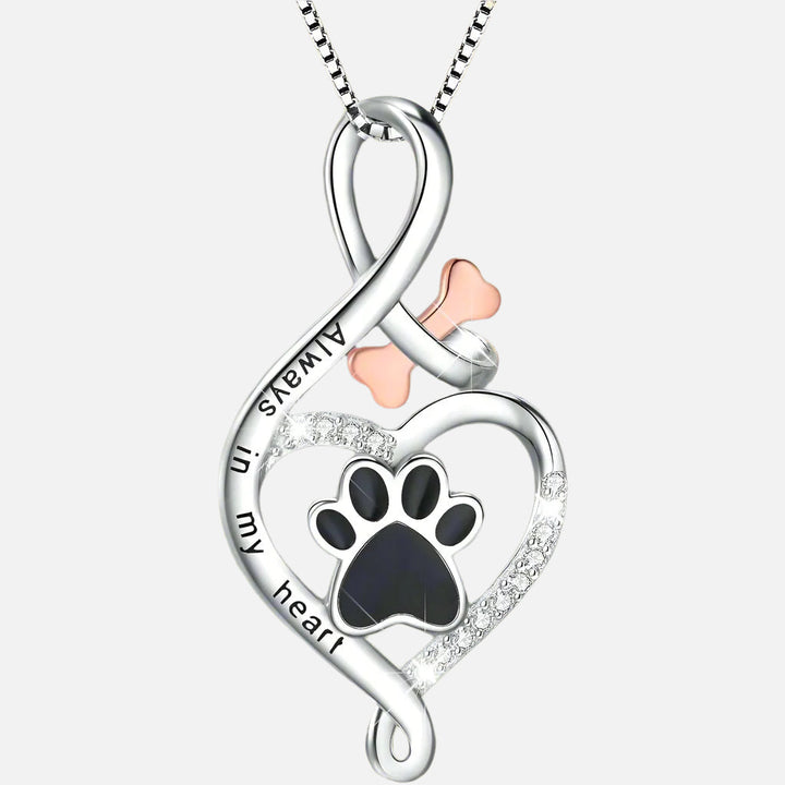 Collana portafortuna con ciondoli a cuore, osso e infinito