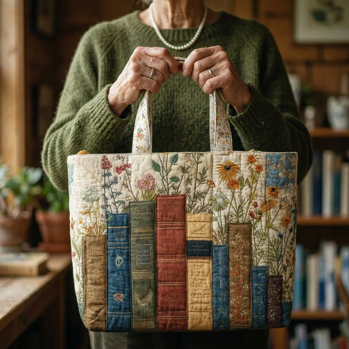 Borsa trapuntata artigianale - Libri e Fiori
