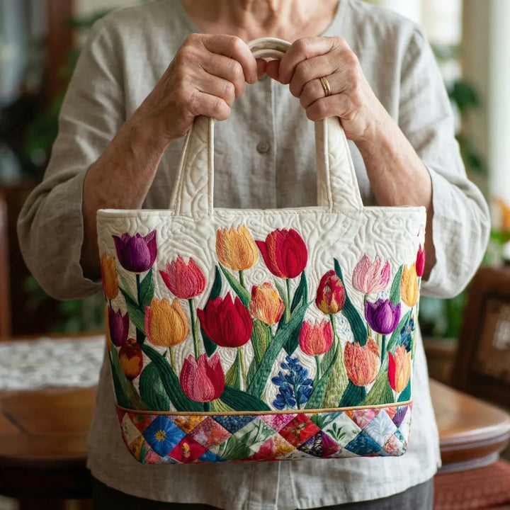Borsa trapuntata - Giardino di Tulipani