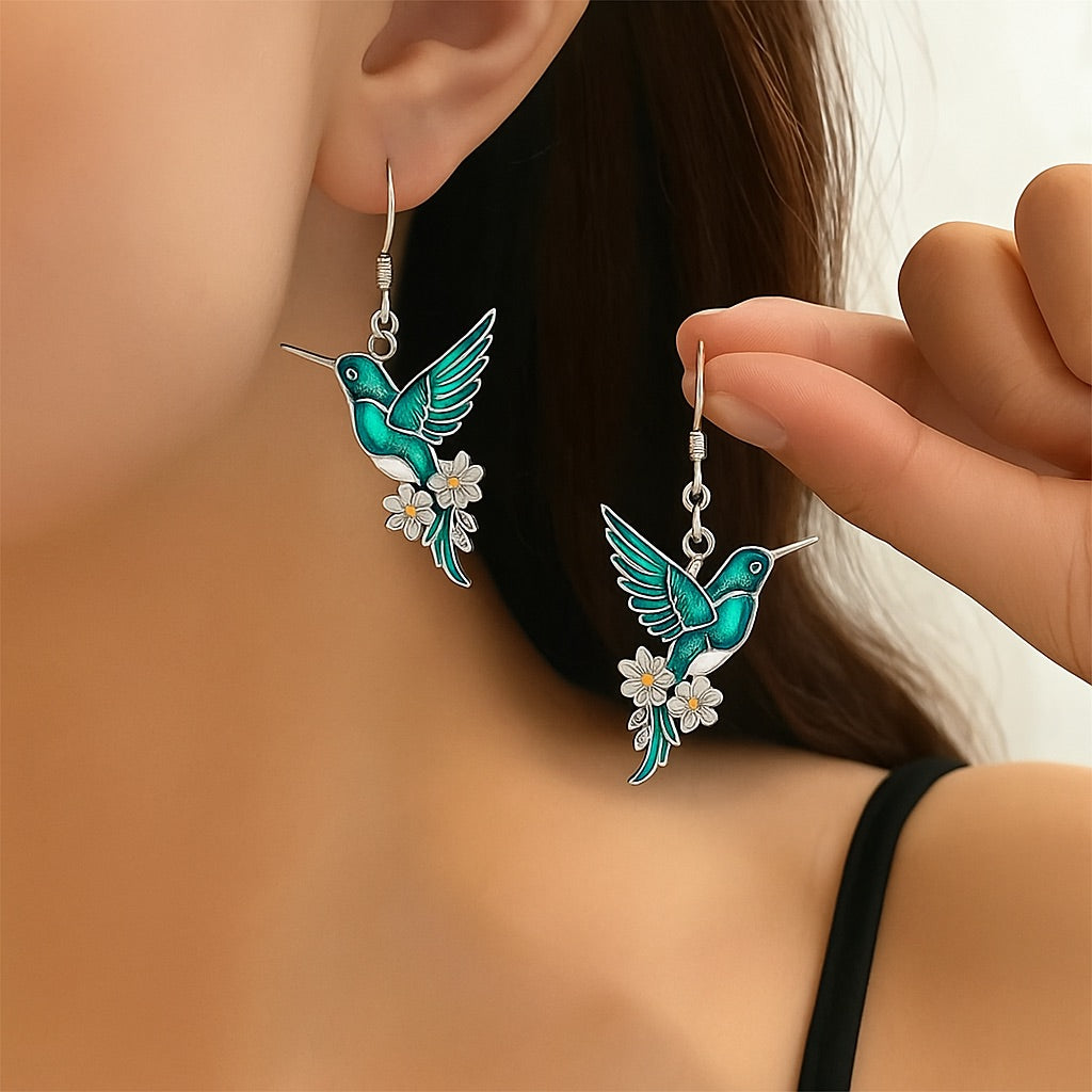 Splendida collana colibrì con orecchini abbinati