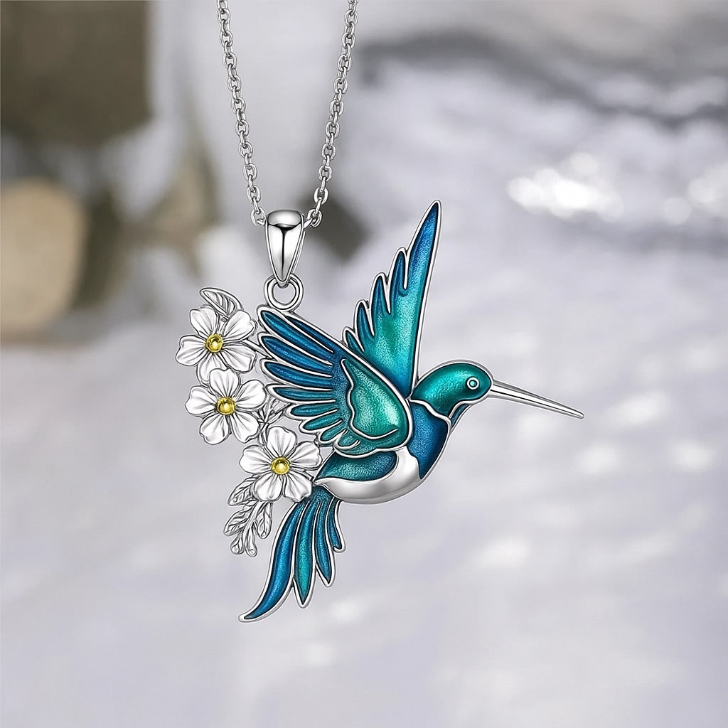 Splendida collana colibrì con orecchini abbinati
