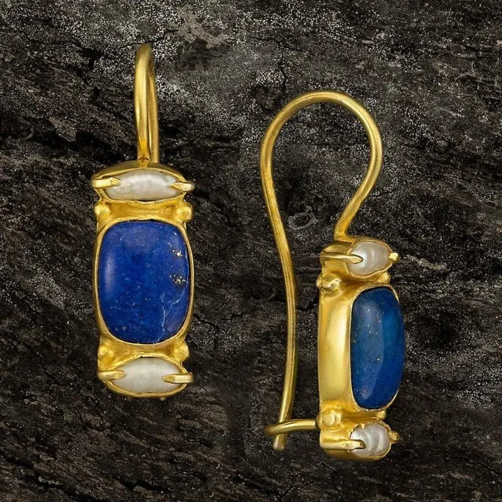 Orecchini vintage blu e oro