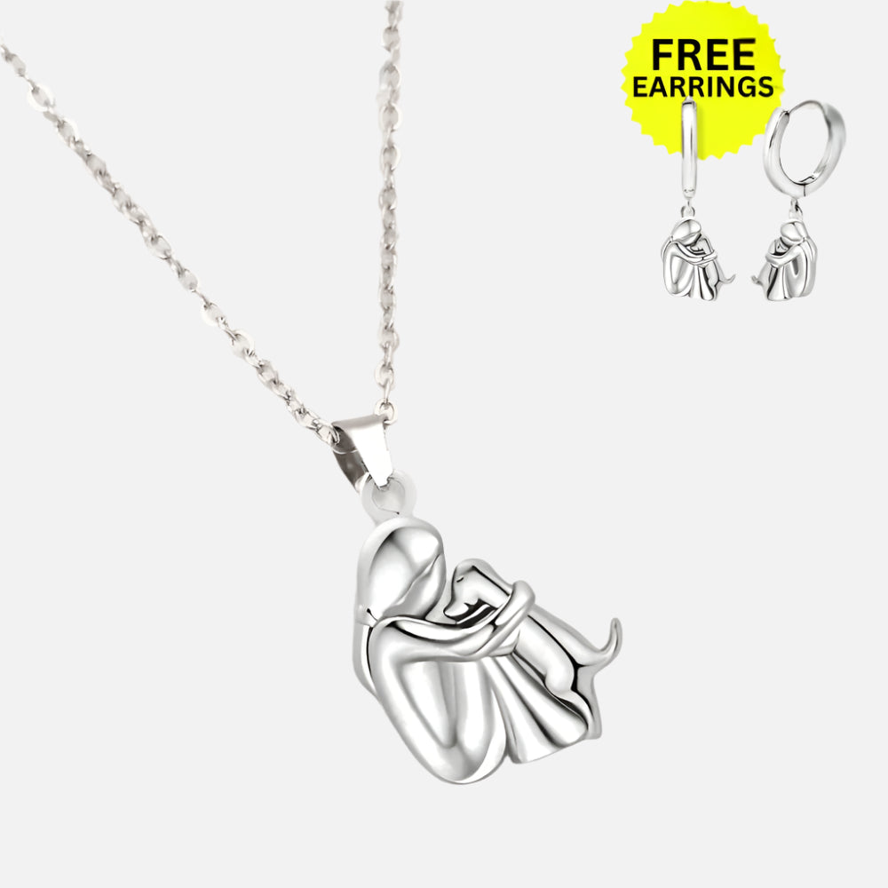 Collana ciondolo 'Abbraccio' con orecchini abbinati