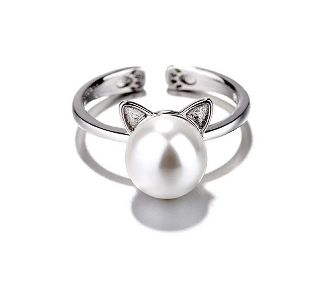 Splendido set di collana con perla occhio di gatto, con orecchini e anello abbinati