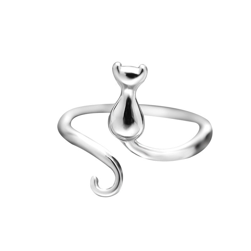 Incantevole anello in acciaio inossidabile con design a gatto