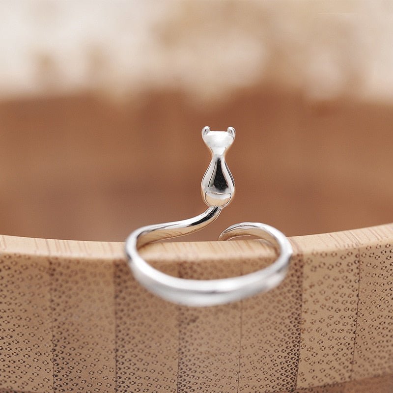 Incantevole anello in acciaio inossidabile con design a gatto