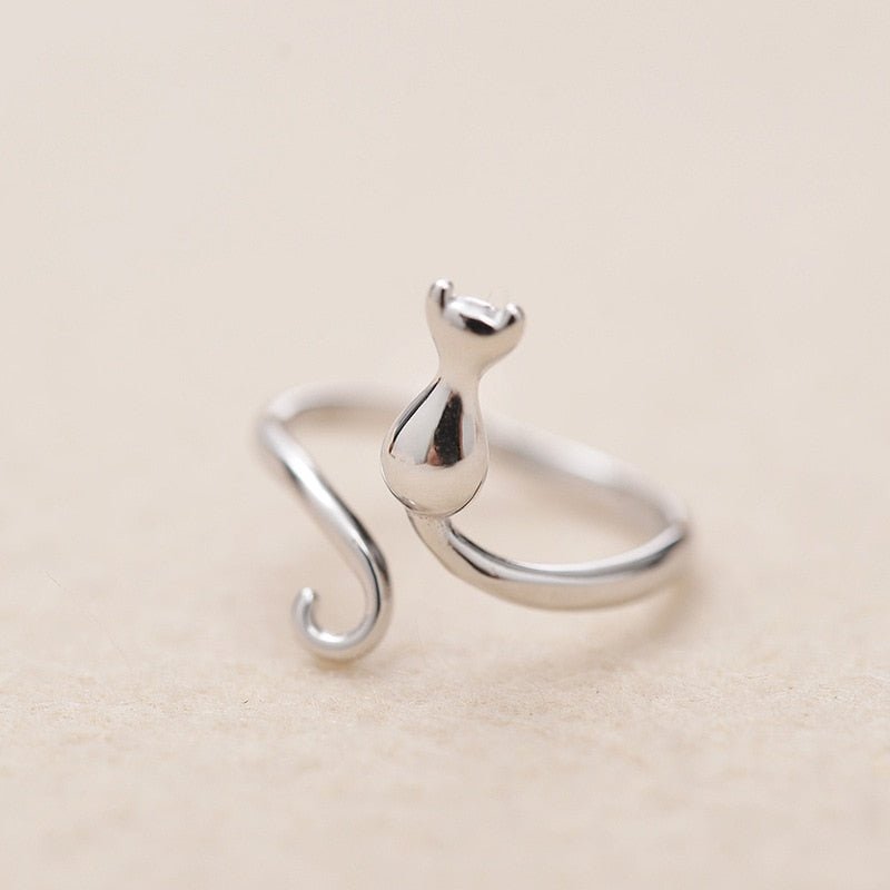 Incantevole anello in acciaio inossidabile con design a gatto
