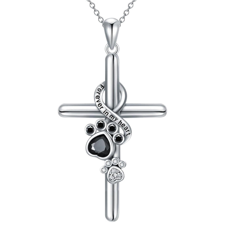 Collana in argento sterling 925 con ciondolo a zampa e croce